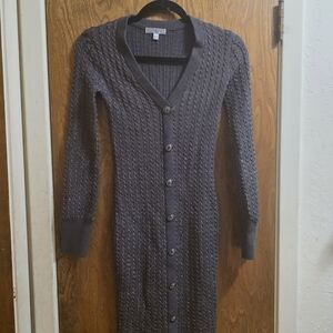Guess Charcoal Cable Knit Cardigan Dress